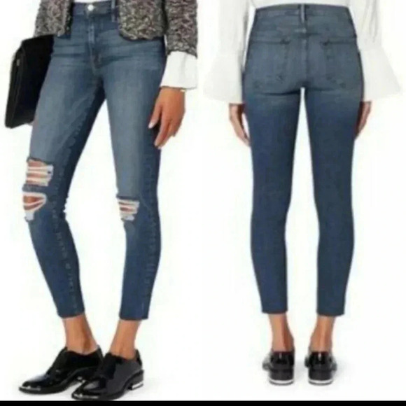 FRAME Distressed Le High Skinny Raw Hem Jeans(25) - Picture 2 of 10